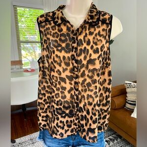 Forever 21 size medium loose fitting cheetah print blouse with black buttons
